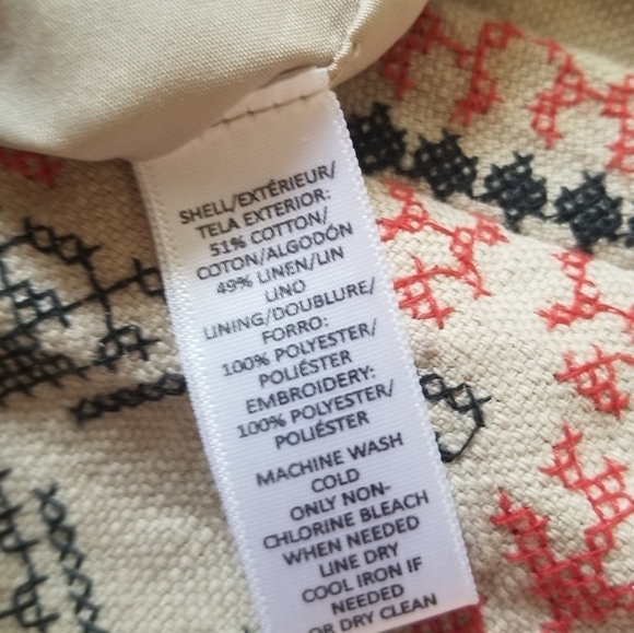 Ann Taylor Loft Cotton Linen Stitch Embroidered Beige Pencil Mini Skirt - Picture 5 of 9